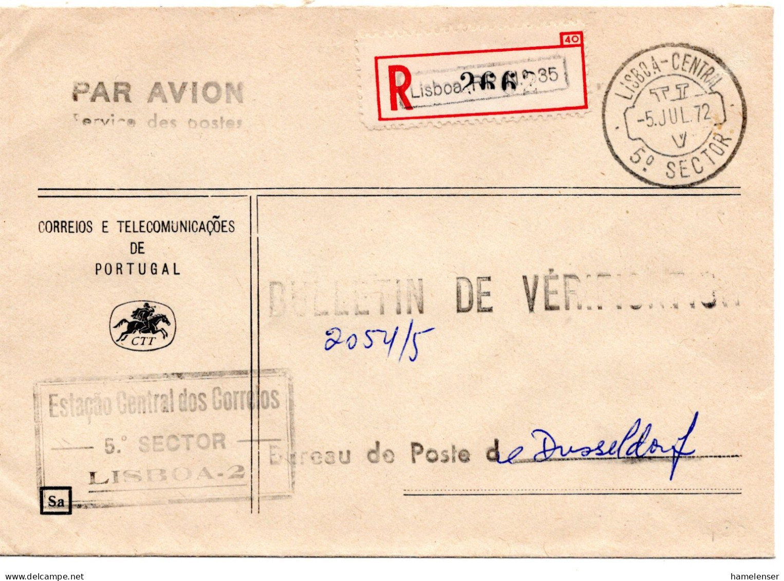 73251 - Portugal - 1972 - R-LpPostdienstumschlag LISBOA -> Westdeutschland - Storia Postale