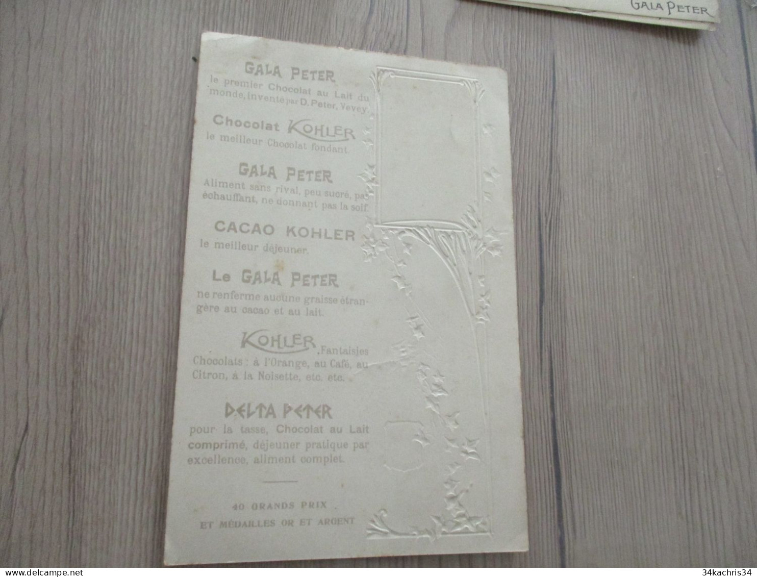 Menu Pub Publicitaire Chocolat Khler Gala Peter Vers 1900 Canton D'Uri Suisse - Menus