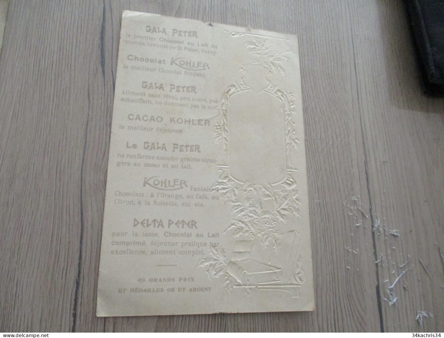 Menu Pub Publicitaire Chocolat Khler Gala Peter Vers 1900 Canton De Bâle Suisse - Menus