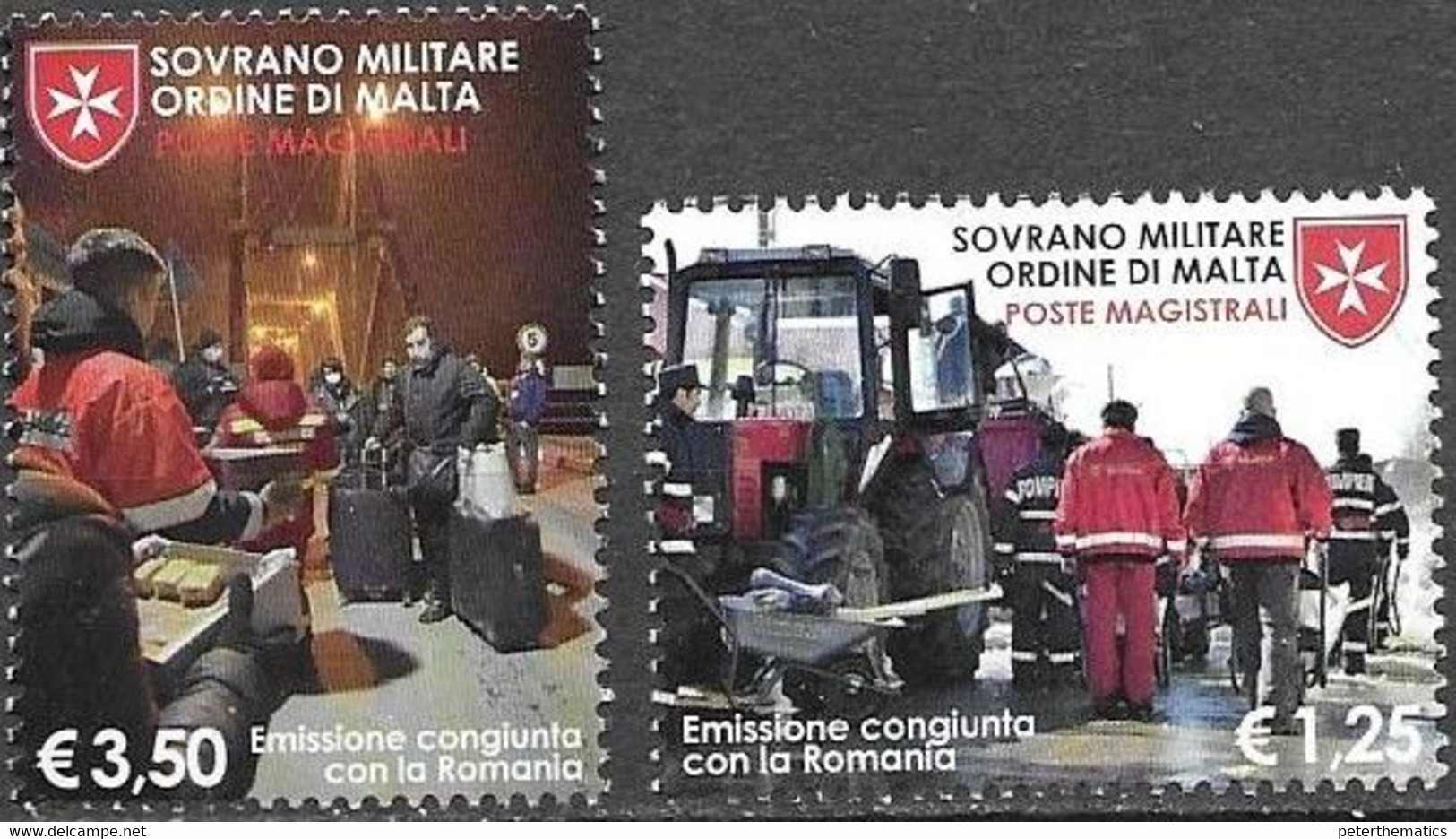 SOVEREIGN MILITARY ORDER OF MALTA, SMOM, 2022, MNH, JOINT ISSUES, JOINT ISSUE WITH ROMANIA, FIREMEN, 2v - Gezamelijke Uitgaven