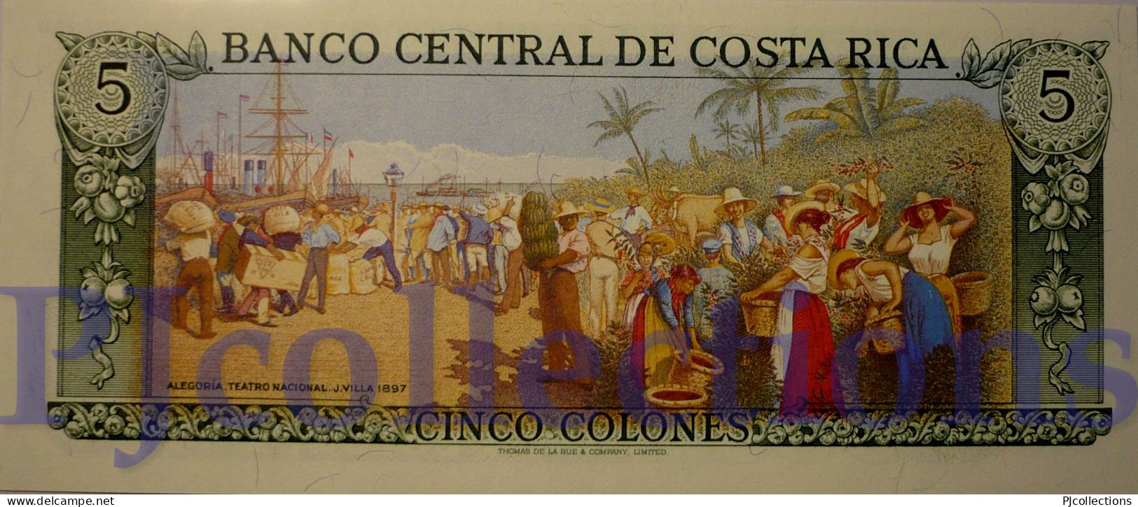 COSTA RICA 5 COLONES 1992 PICK 236e UNC - Costa Rica