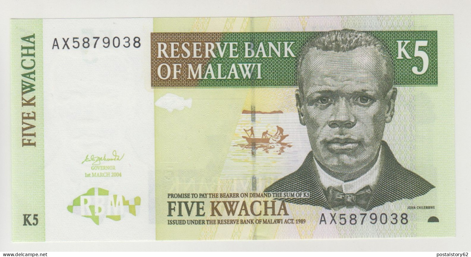 Malawi, Reserve Bank Of Malawi. Banconota Five Kwacha 1989 FDS/UNC - Malawi (1964-...)