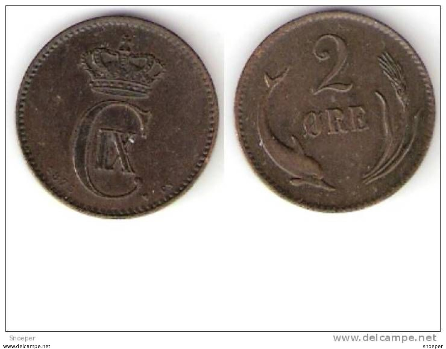 Denmark  2 Ore 1875 Km 793.1  Xf+ !!!!!! Catalog Val 70,00$ - Danemark