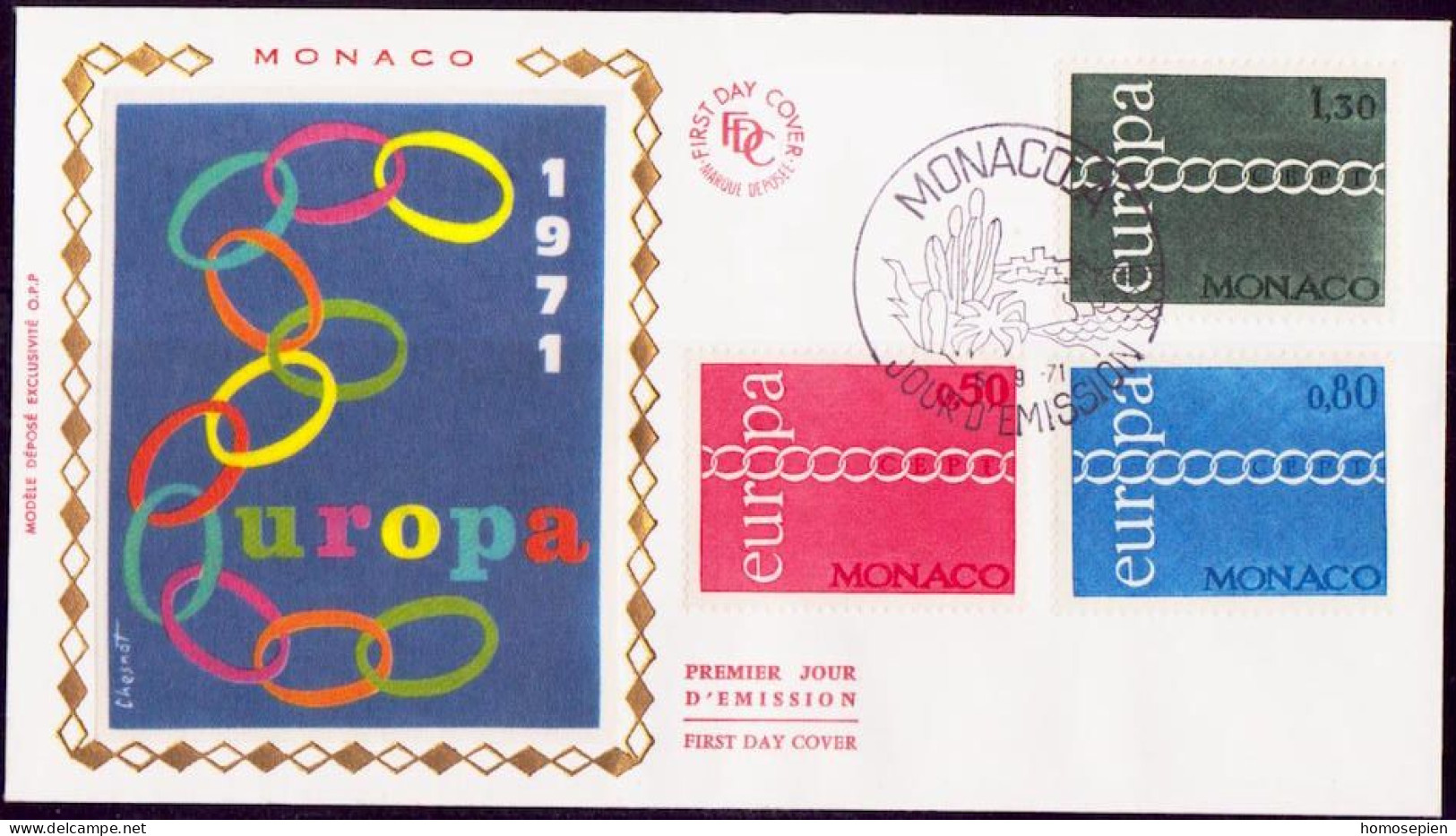 Europa CEPT 1971 Monaco FDC2 Y&T N°863 à 865 - Michel N°1014 à 1016 - 1971