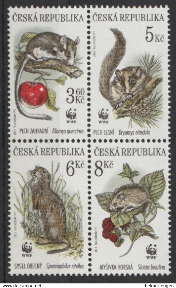 MiNr. 110 - 113 Tschechische Republik    1996, 24. April. Weltweiter Naturschutz: Einheimische Kleinsäuger. - Unused Stamps