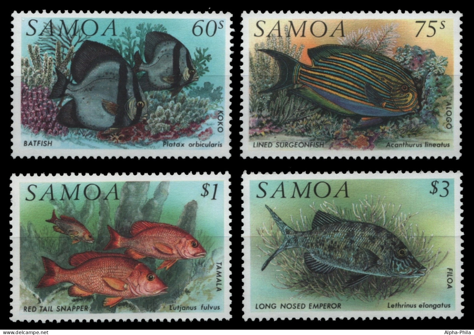 Samoa 1993 - Mi-Nr. 746-749 ** - MNH - Fische / Fish - Samoa Americana