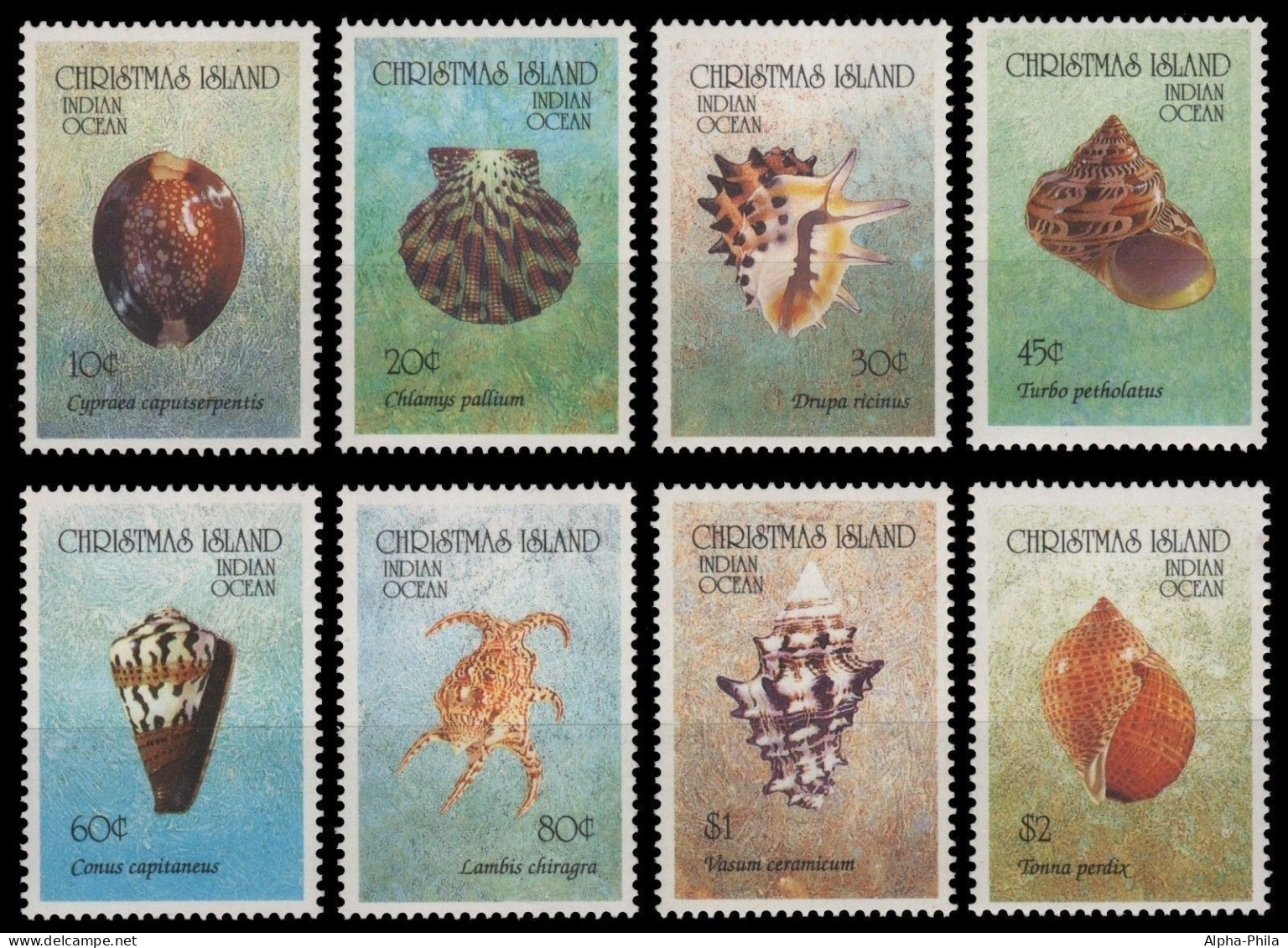 Weihnachtsinsel 1992 - Mi-Nr. 353-360 ** - MNH - Meeresschnecken / Marine Snails - Christmas Island