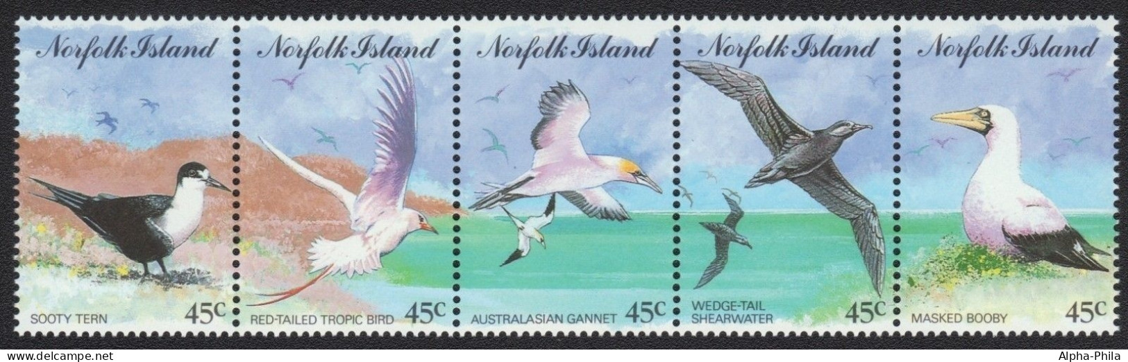 Norfolk-Insel 1994 - Mi-Nr. 569-573 ** - MNH - Streifen - Vögel / Birds - Norfolk Island