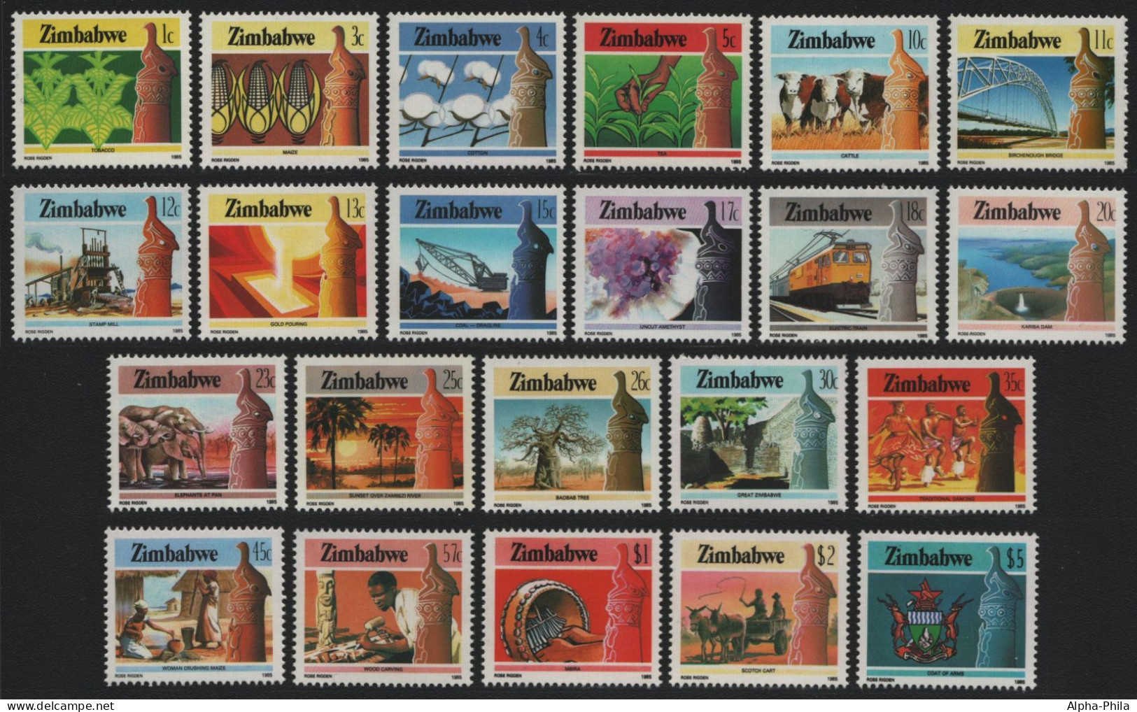 Simbabwe 1985 - Mi-Nr. 309-330 ** - MNH - Freimarken / Definitives (II) - Zimbabwe (1980-...)