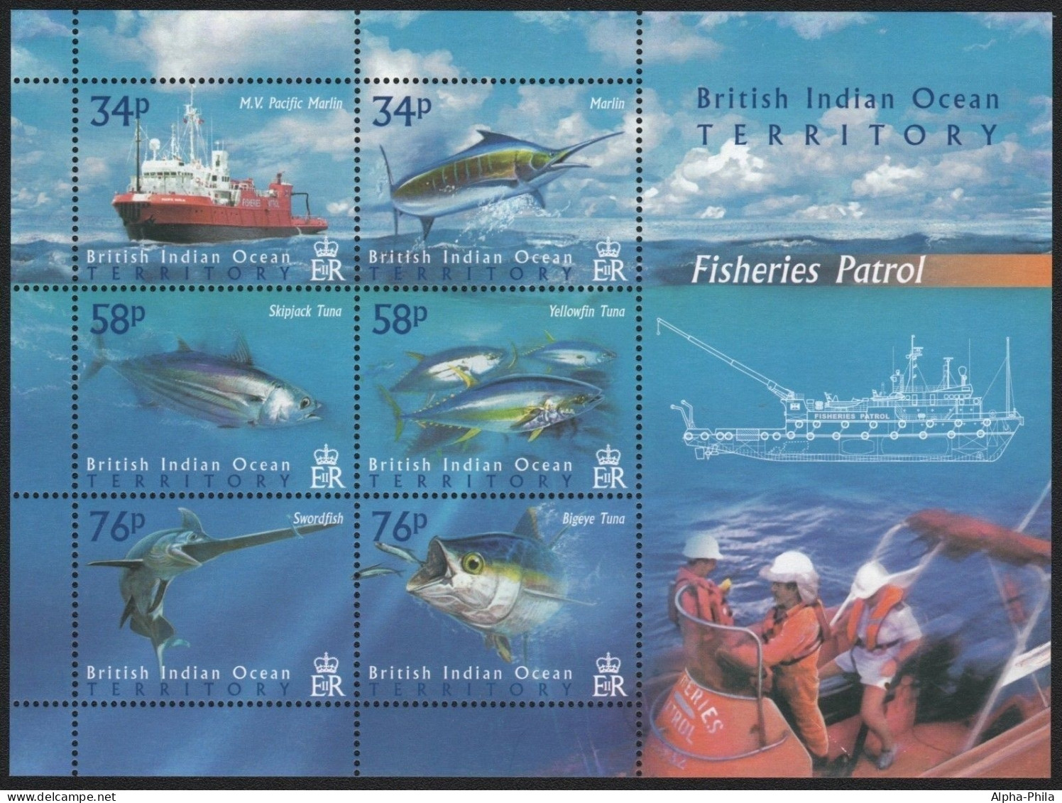 BIOT 2004 - Mi-Nr. 334-339 ** - MNH - Fische / Fish - British Indian Ocean Territory (BIOT)