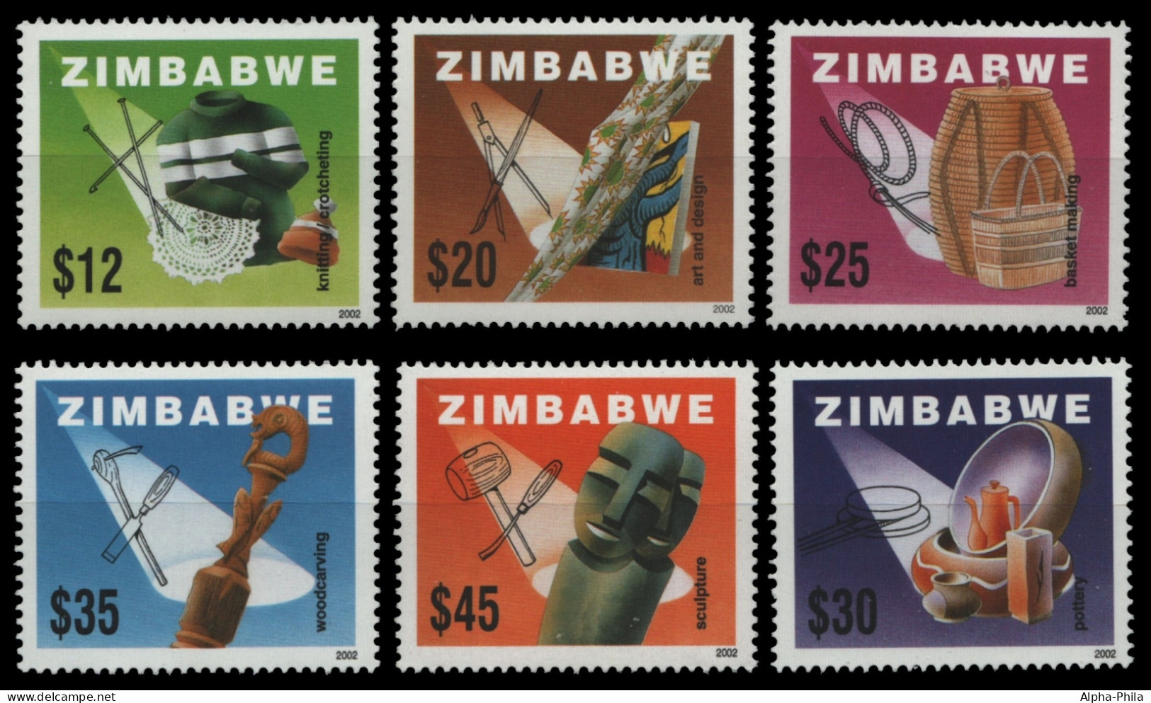 Simbabwe 2002 - Mi-Nr. 722-727 ** - MNH - Kunsthandwerk - Zimbabwe (1980-...)