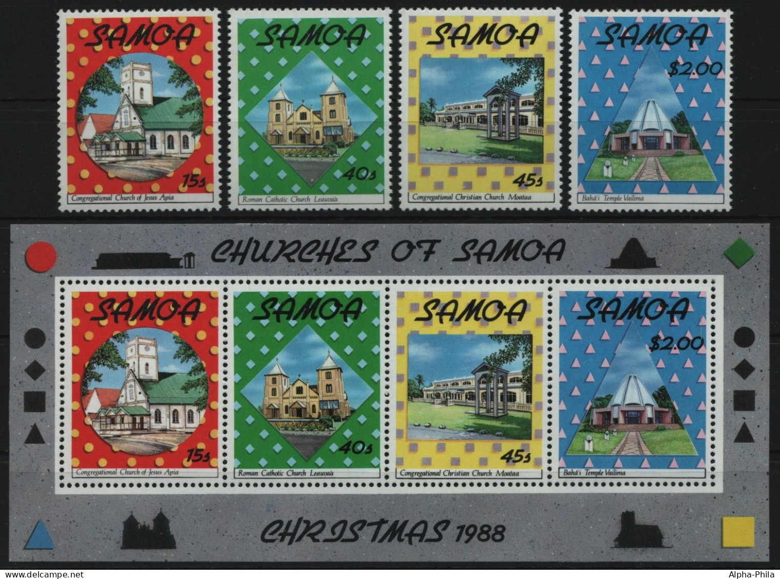 Samoa 1988 - Mi-Nr. 665-668 & Block 45 ** - MNH - Weihnachten / X-mas - Amerikaans-Samoa