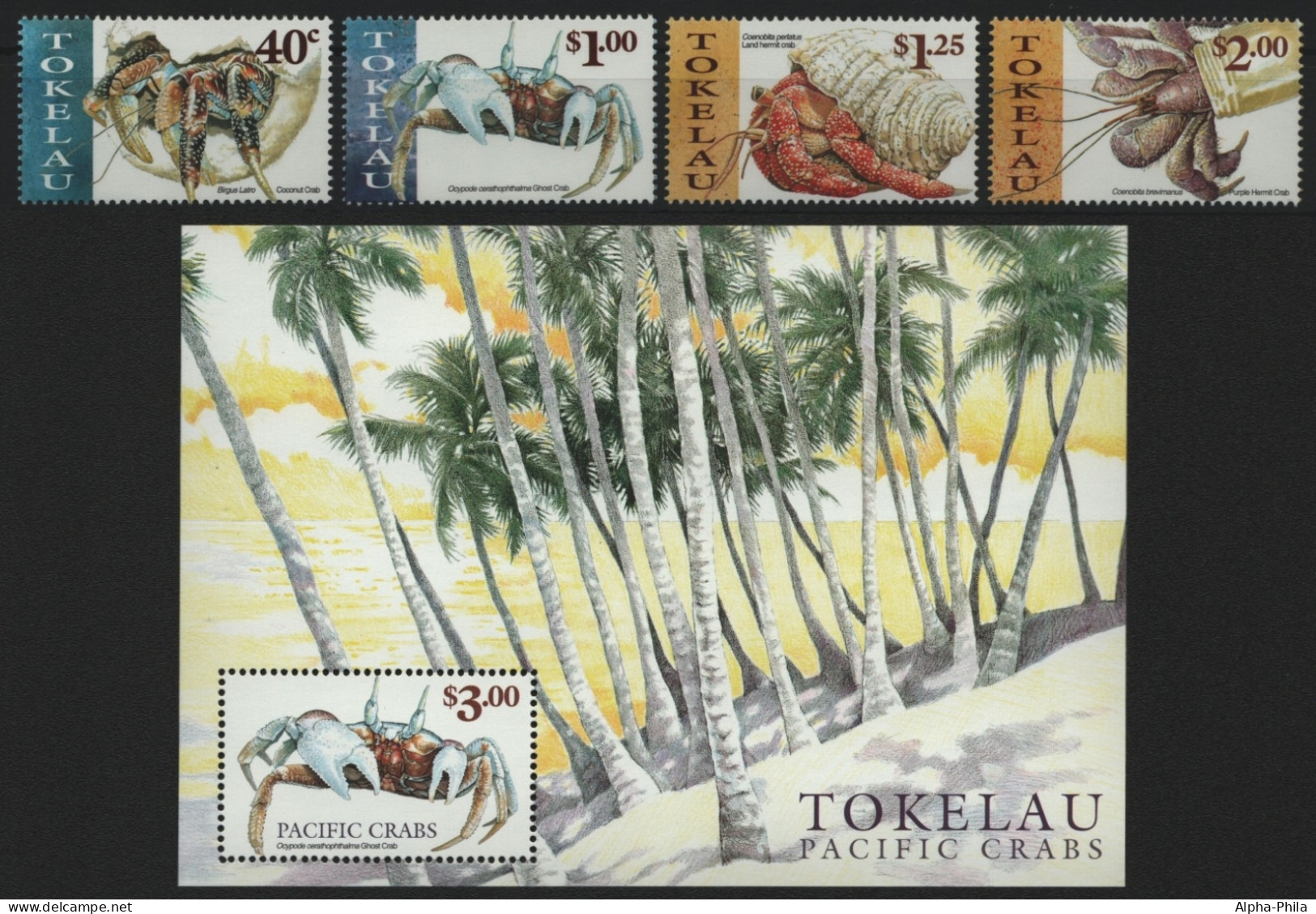 Tokelau 1999 - Mi-Nr. 277-280 & Block 18 ** - MNH - Krebstiere / Crustaceans - Tokelau