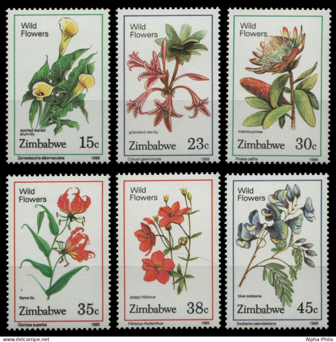 Simbabwe 1989 - Mi-Nr. 400-405 ** - MNH - Blumen / Flowers - Zimbabwe (1980-...)