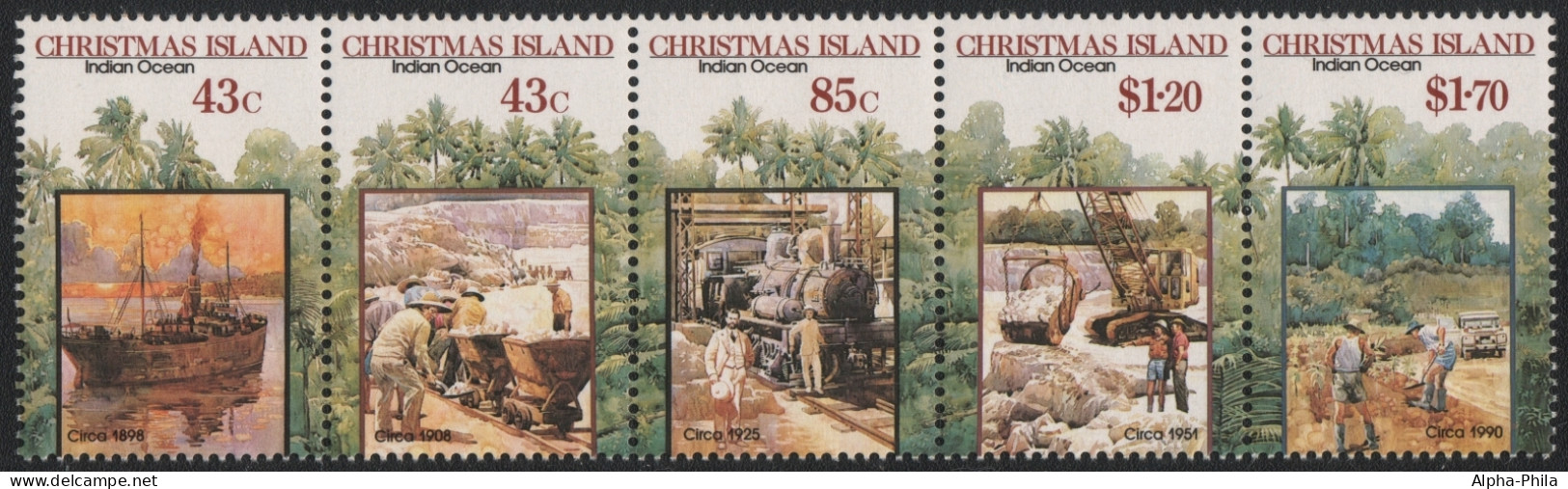 Weihnachtsinsel 1991 - Mi-Nr. 324-328 ** - MNH - Phosphatabbau - Christmas Island