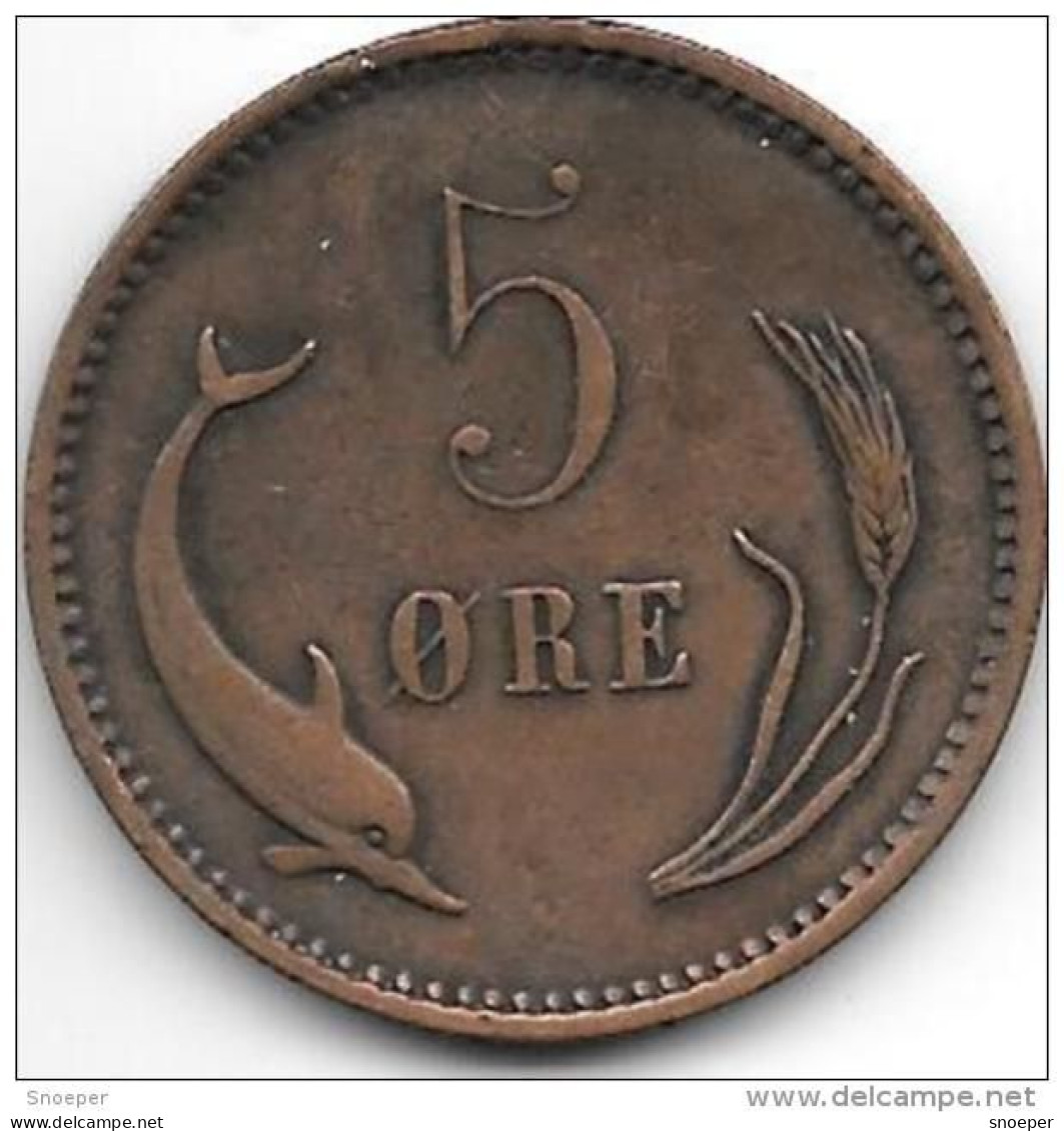 *Denmark 5 Ore  1884  Km 794.1    Vf  Catalog Val 35,00$ - Danemark