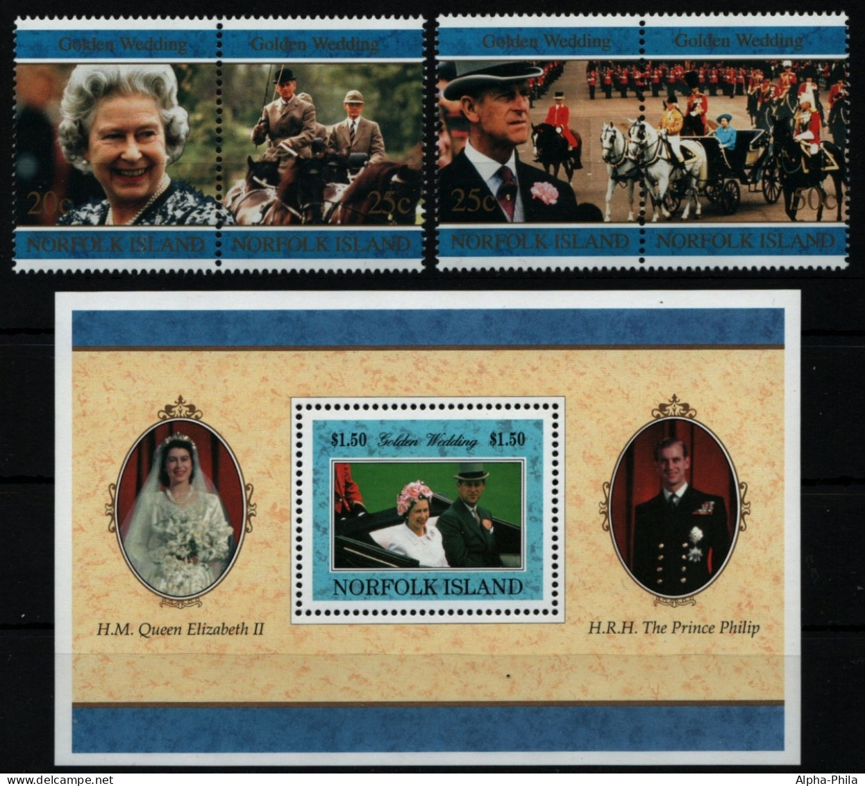 Norfolk-Insel 1997 - Mi-Nr. 638-641 & Block 19 ** - MNH - Goldene Hochzeit - Norfolk Island