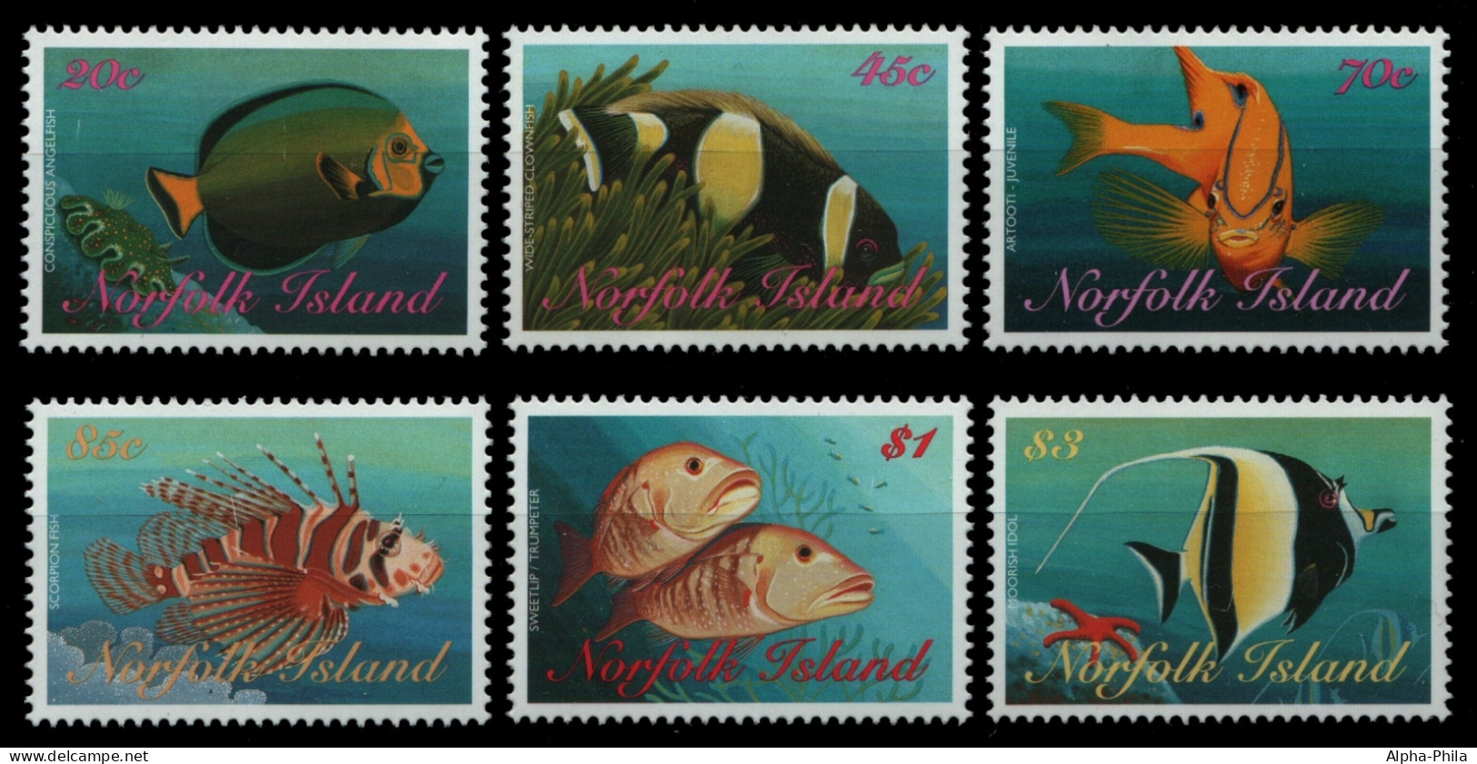 Norfolk-Insel 1998 - Mi-Nr. 666-671 ** - MNH - Fische / Fish - Norfolk Island