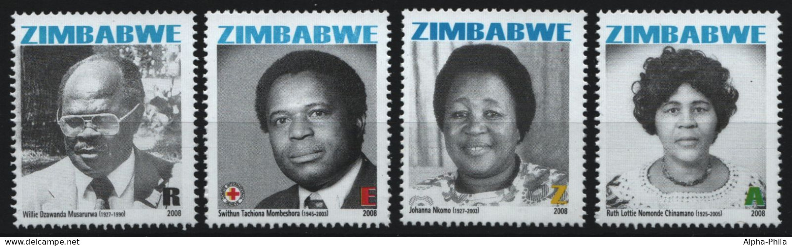Simbabwe 2008 - Mi-Nr. 905-908 ** - MNH - Nationalhelden - Zimbabwe (1980-...)