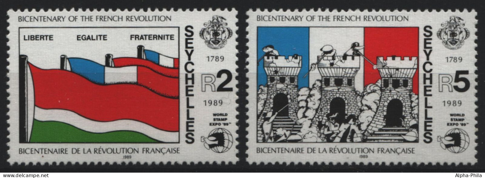 Seychellen 1989 - Mi-Nr. 707-708 ** - MNH - Französische Revolution - Seychelles (1976-...)