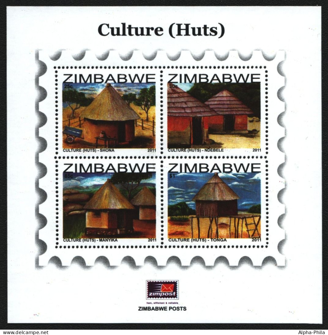 Simbabwe 2009 - Mi-Nr. Block 30 ** - MNH - Traditionelle Hütten - Zimbabwe (1980-...)