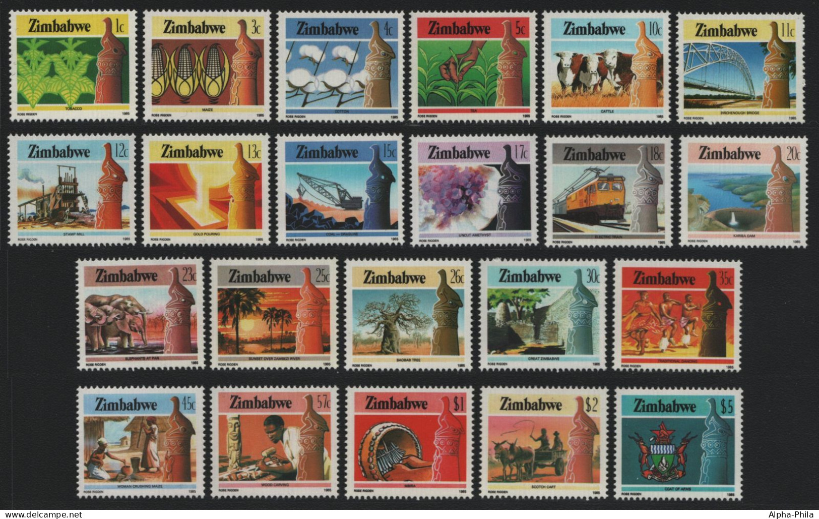 Simbabwe 1985 - Mi-Nr. 309-330 ** - MNH - Freimarken / Definitives (III) - Zimbabwe (1980-...)