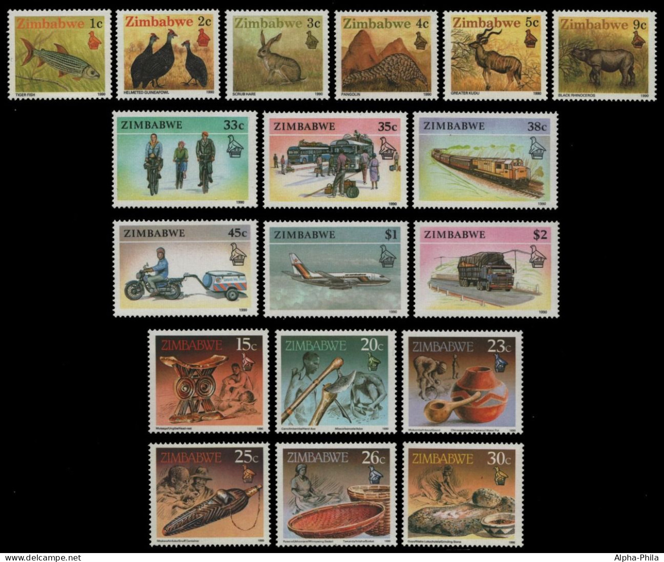 Simbabwe 1990 - Mi-Nr. 418-435 ** - MNH - Freimarken / Definitives - Zimbabwe (1980-...)