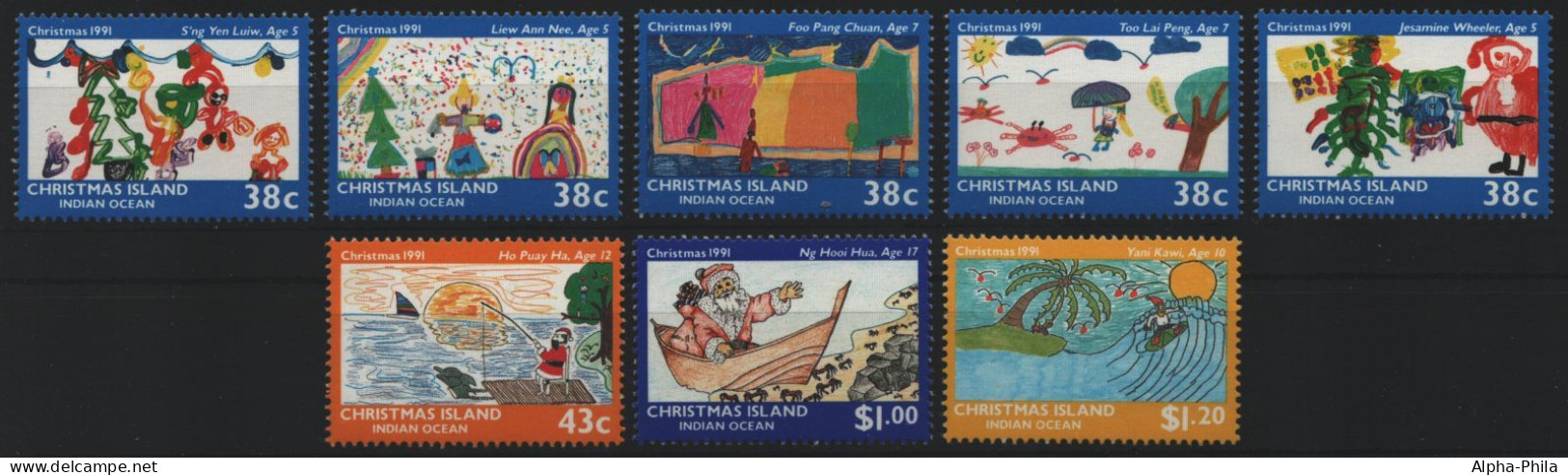 Weihnachtsinsel 1991 - Mi-Nr. 341-348 ** - MNH - Kindergemälde - Weihnachten - Christmas Island