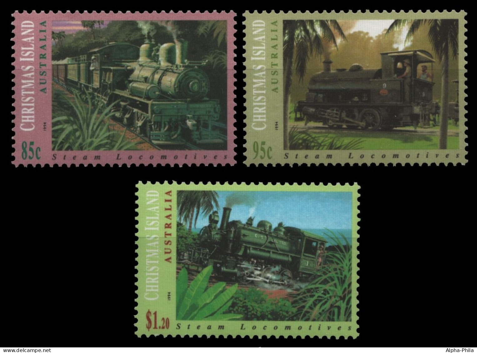 Weihnachtsinsel 1994 - Mi-Nr. 394-396 ** - MNH - Eisenbahn / Trains - Christmas Island