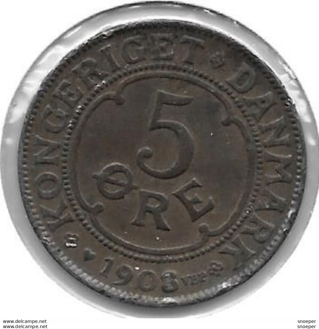 *denmark 5 Ore 1908 Km 806    Vf+ Catalog Val 24$ - Danemark