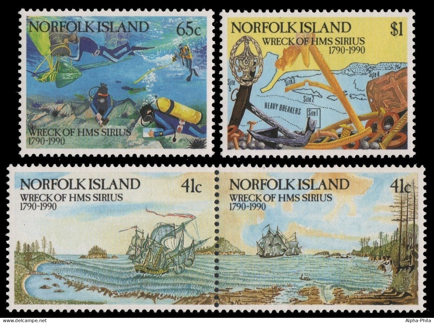 Norfolk-Insel 1990 - Mi-Nr. 476-479 ** - MNH - Schiffe / Ships - Norfolk Island