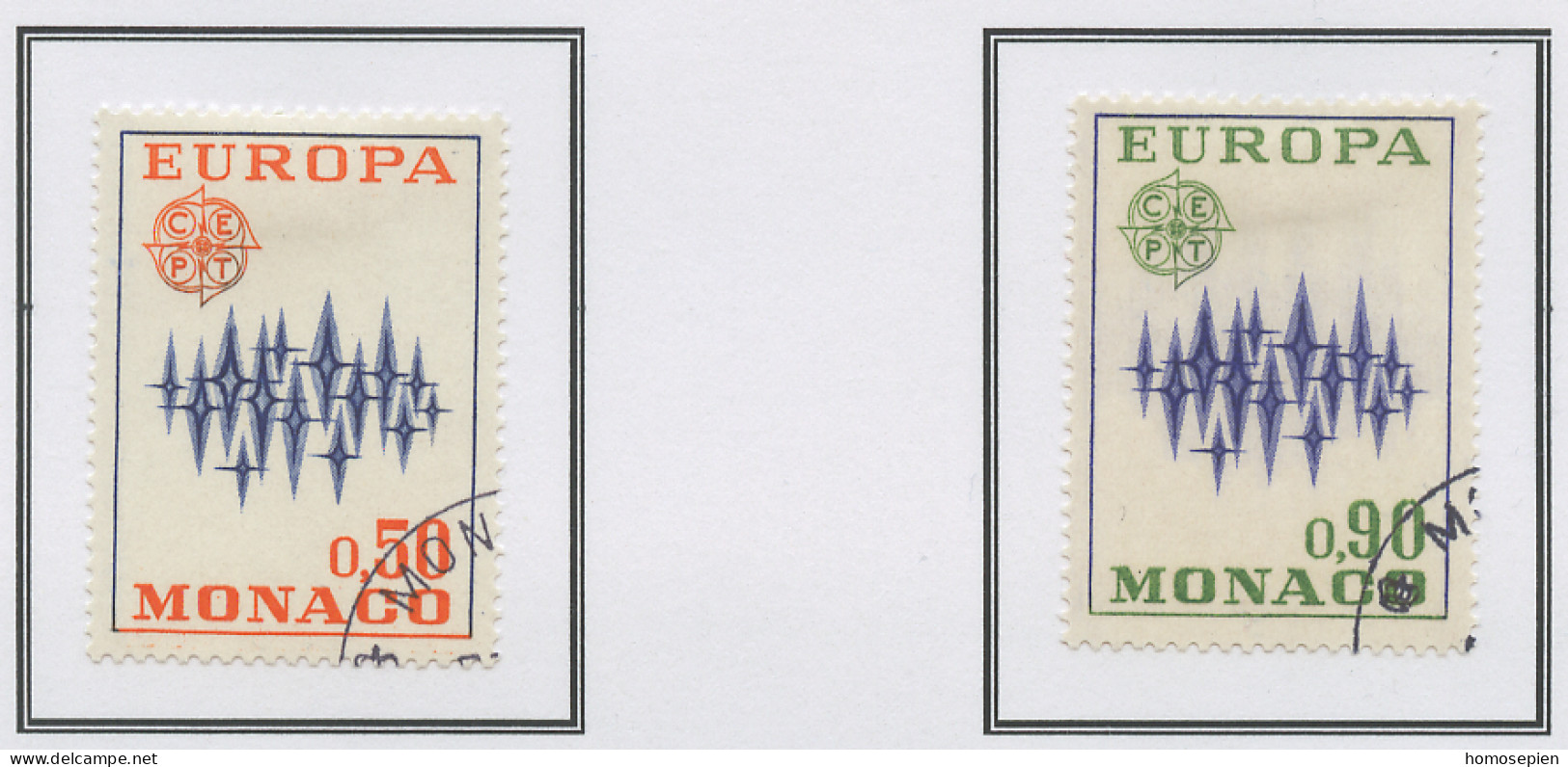Monaco 1972 Y&T N°883 à 884 - Michel N°1038 à 1039 (o) - EUROPA - Gebraucht