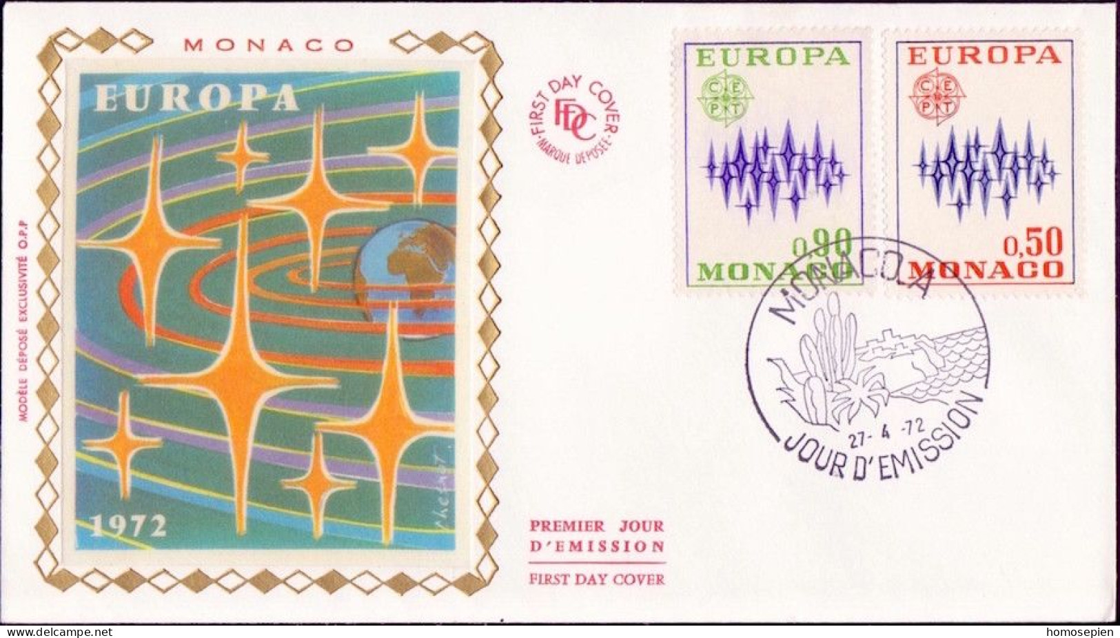 Europa CEPT 1972 Monaco FDC3 Y&T N°883 à 884 - Michel N°1038 à 1039 - 1972