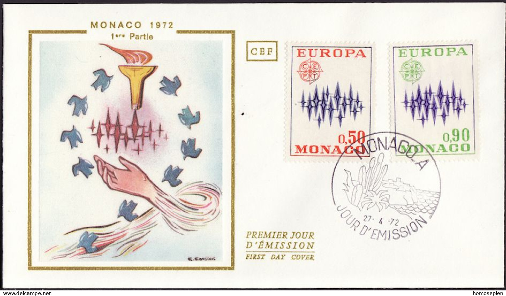 Europa CEPT 1972 Monaco FDC4 Y&T N°883 à 884 - Michel N°1038 à 1039 - 1972