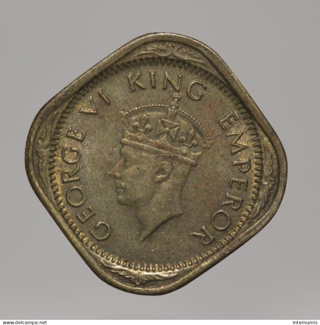 Inde Britannique / British India, George VI, 1/2 Anna, 1945, Laiton-Nickel / Nickel Brass, NC (UNC), KM#534b.2 - Kolonies