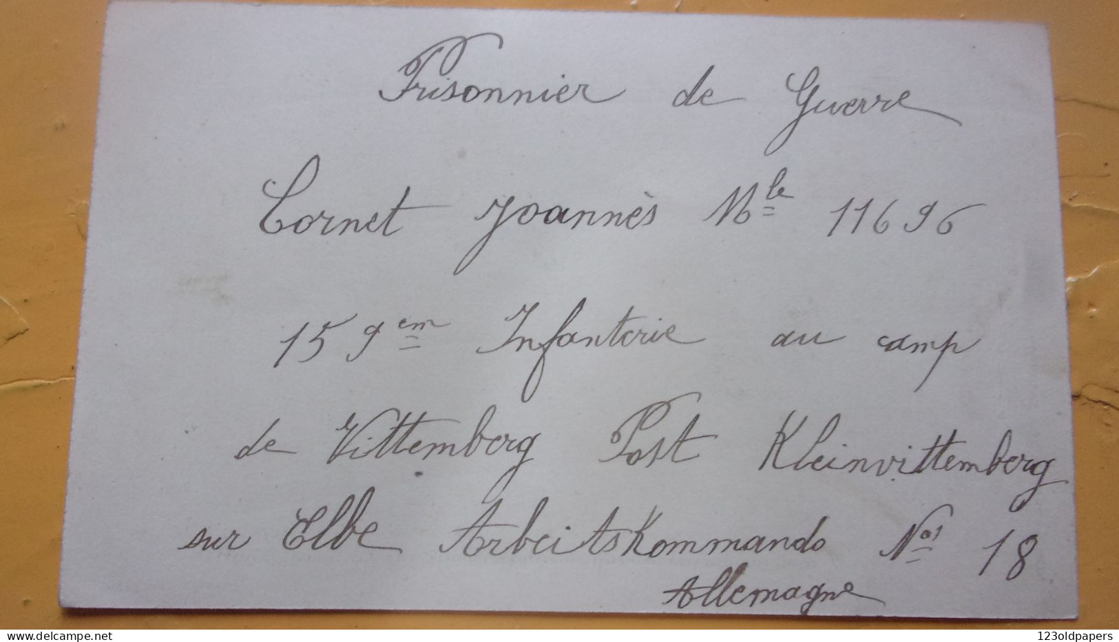 WWI CROIX ROUGE AGENCE  CORRESPONDANCE PRISONNIER JOHANNES CORNET 159 EME INF WITTEMBERG SAXE ST JULIEN LOIRE - Rode Kruis