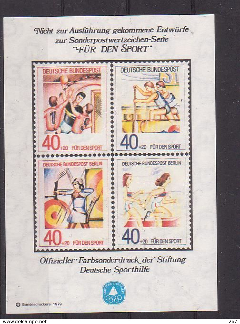 ALLEMAGNE  Projet Non Retenu Carnet  * *  1979  Handball Canoe Tir A L Arc Course Relai - Archery