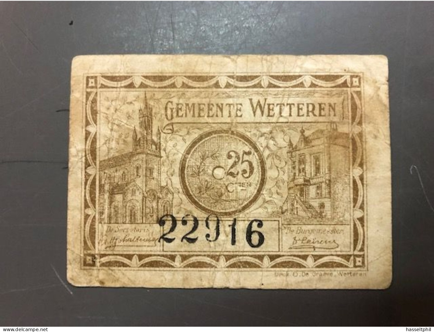 Gemeente Wetteren - Noodgeld 25 Centiemen - 1918 - Otros & Sin Clasificación