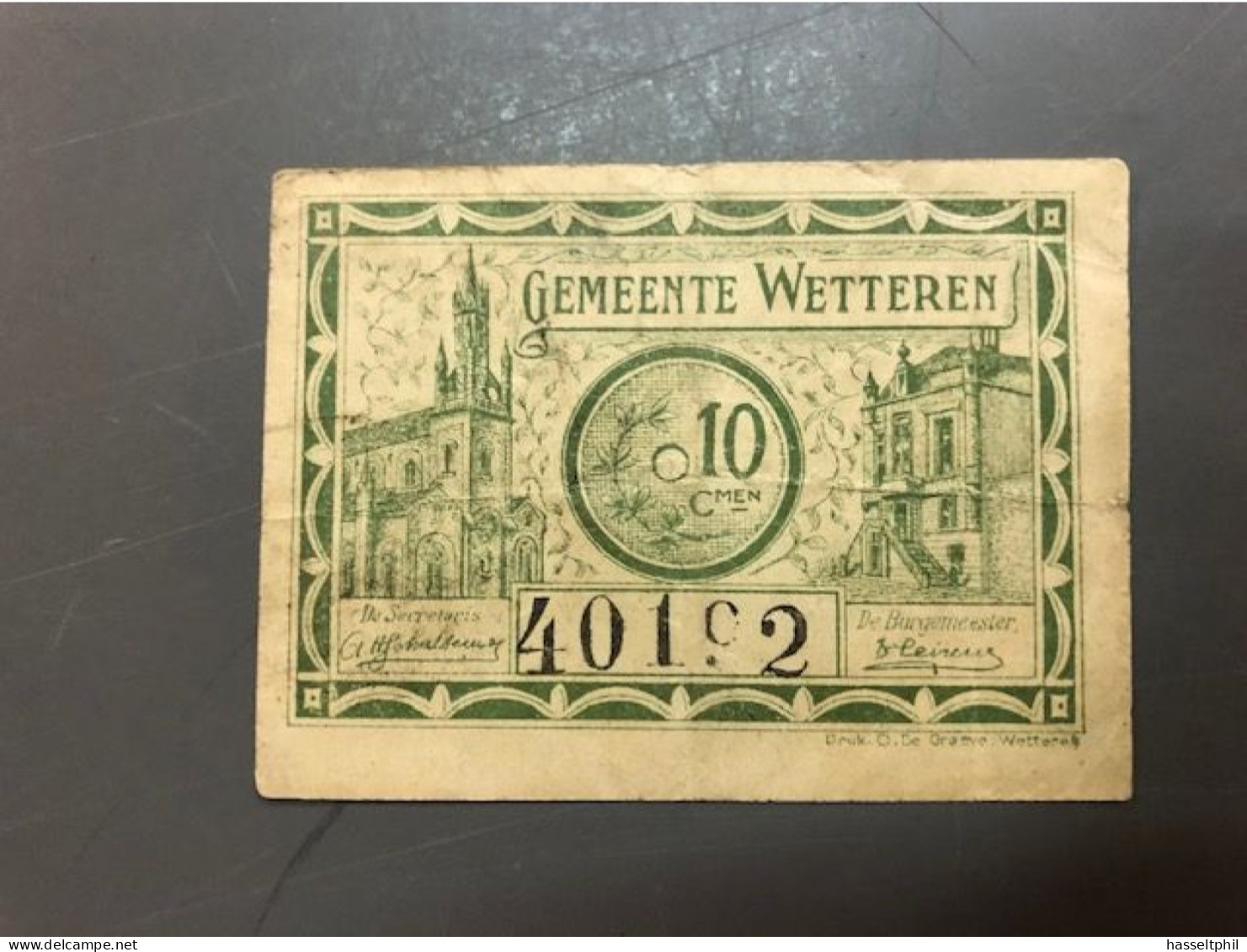 Gemeente Wetteren - Noodgeld 10 Centiemen - 1918 - Andere & Zonder Classificatie