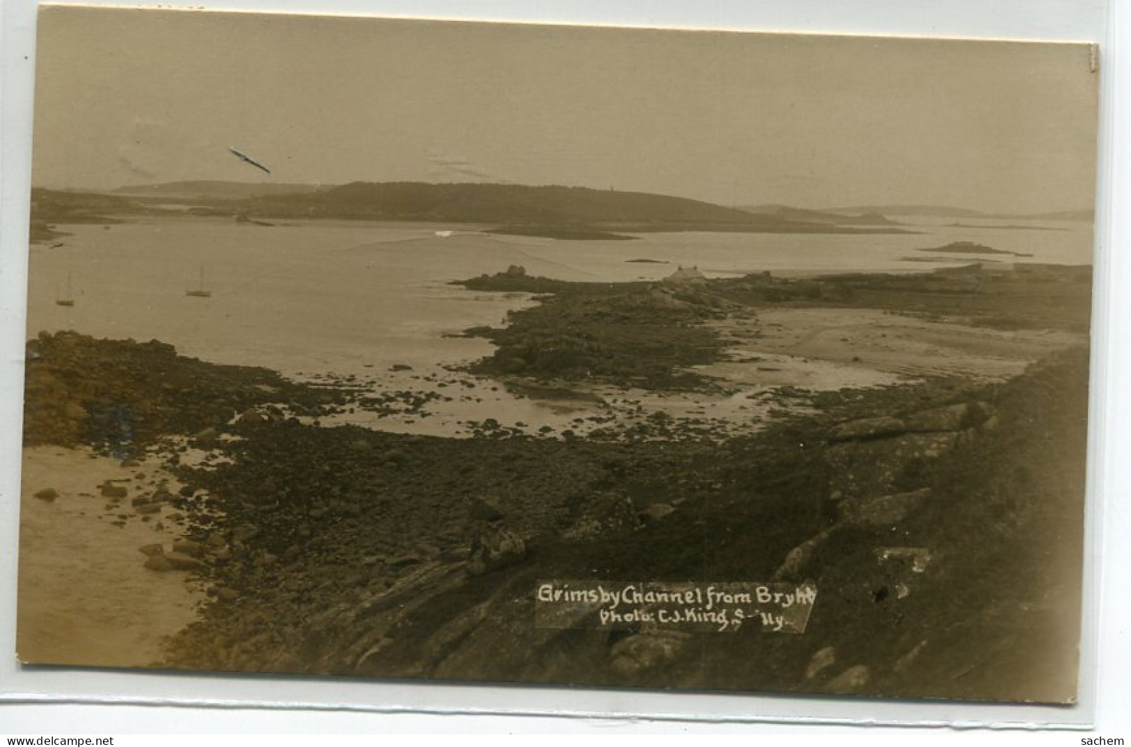 ANGLETERRE SCILLY ISLES  Carte Photo Grims By Channel From BRYHER écrite 1920 ,Cachet PENZANCE     D24  2020  - Scilly Isles