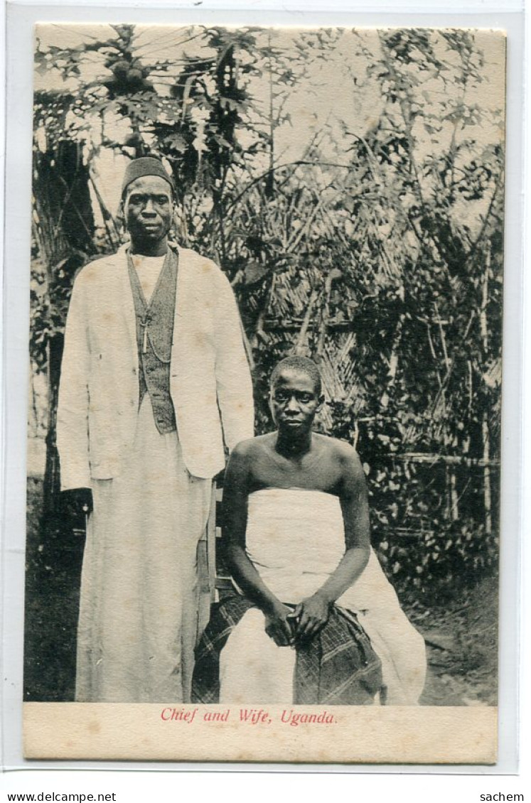 OUGANDA UGANDA Carte RARE Chief And Wife Le Chef  Debout Et Sa Femme Assise  1900  D02 2021 - Oeganda