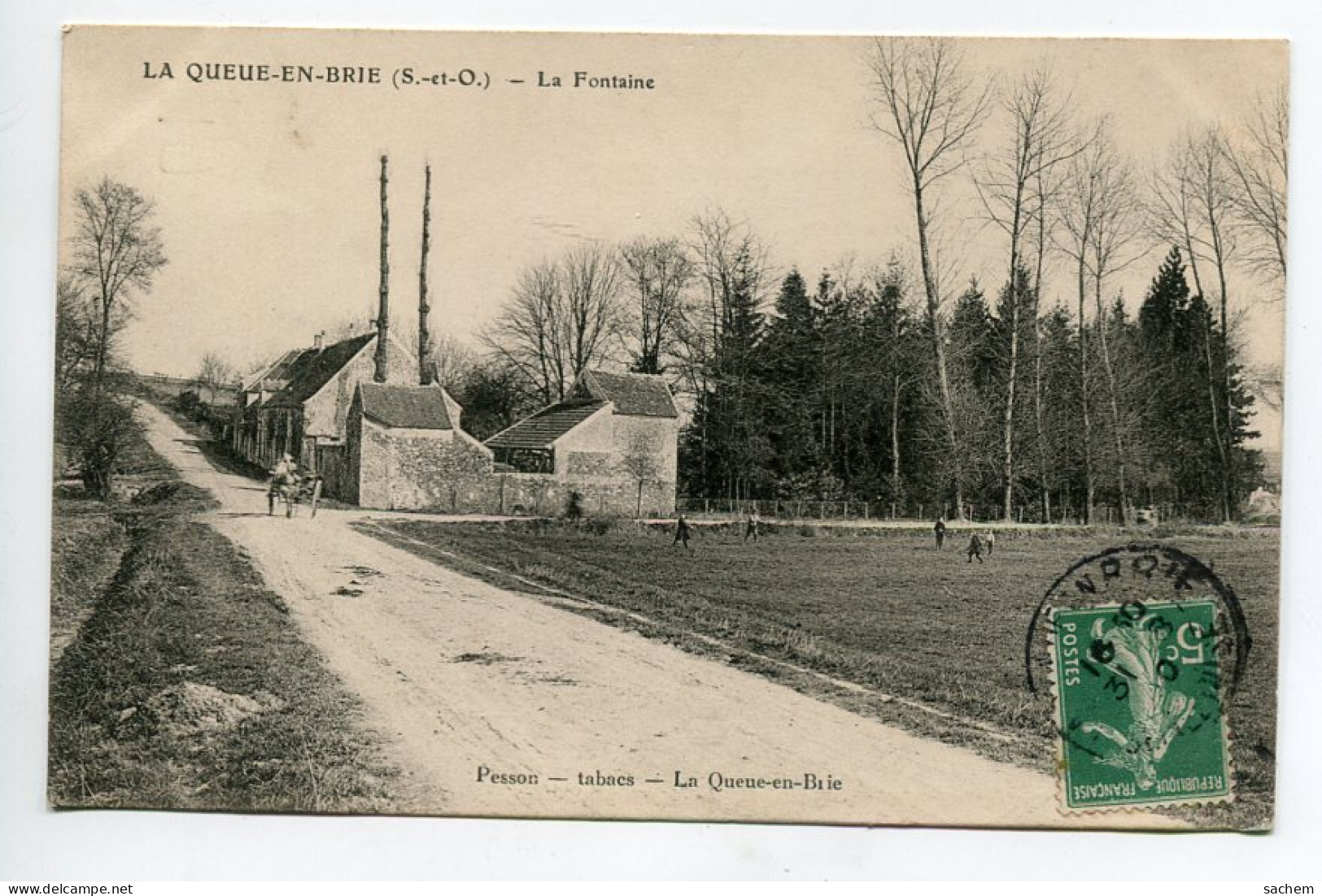 94 LA QUEUE En BRIE Route  Quartier  La Fontaine Cariole 1909 Timb   D02 2021  - La Queue En Brie