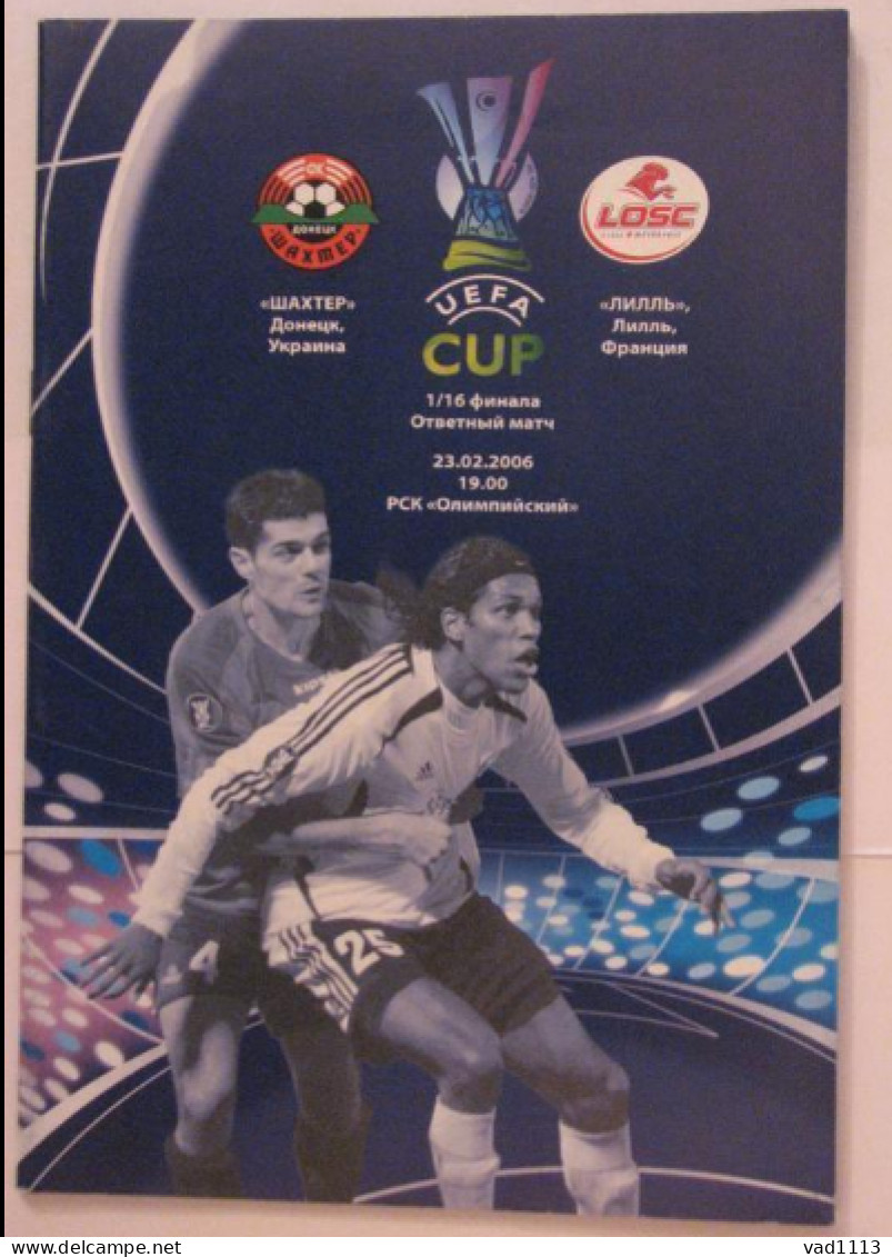 Official Program UEFA CUP 2005-06 Shakhtar Ukraine - Lille OSC France - Livres
