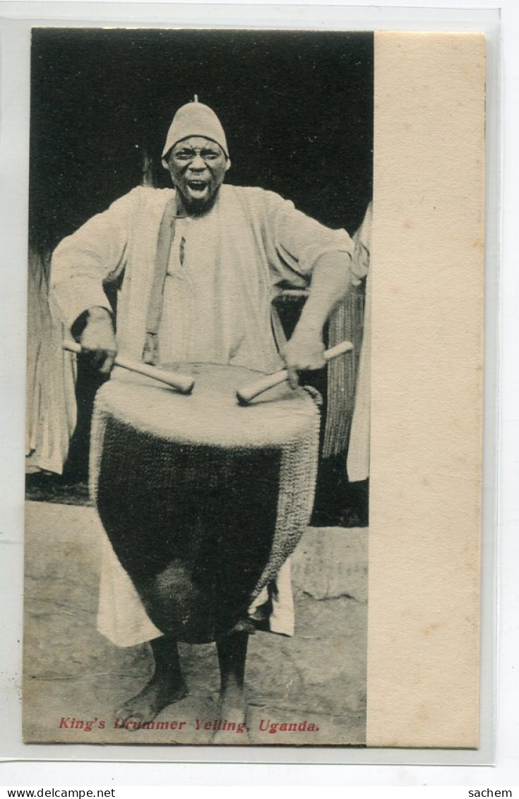 OUGANDA UGANDA Carte RARE King's Drummer Yelling Indigène Jouant Du Tambour  1900  D03 2021 - Oeganda