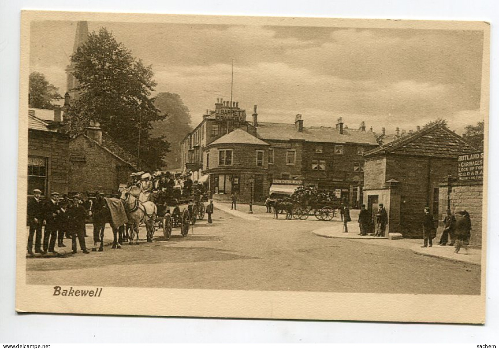 ANGLETERRE BAKEWELL Attelage Chevaux Transport De Touristes Route Place Du Bourg Animation 1910    D03 2021 - Derbyshire