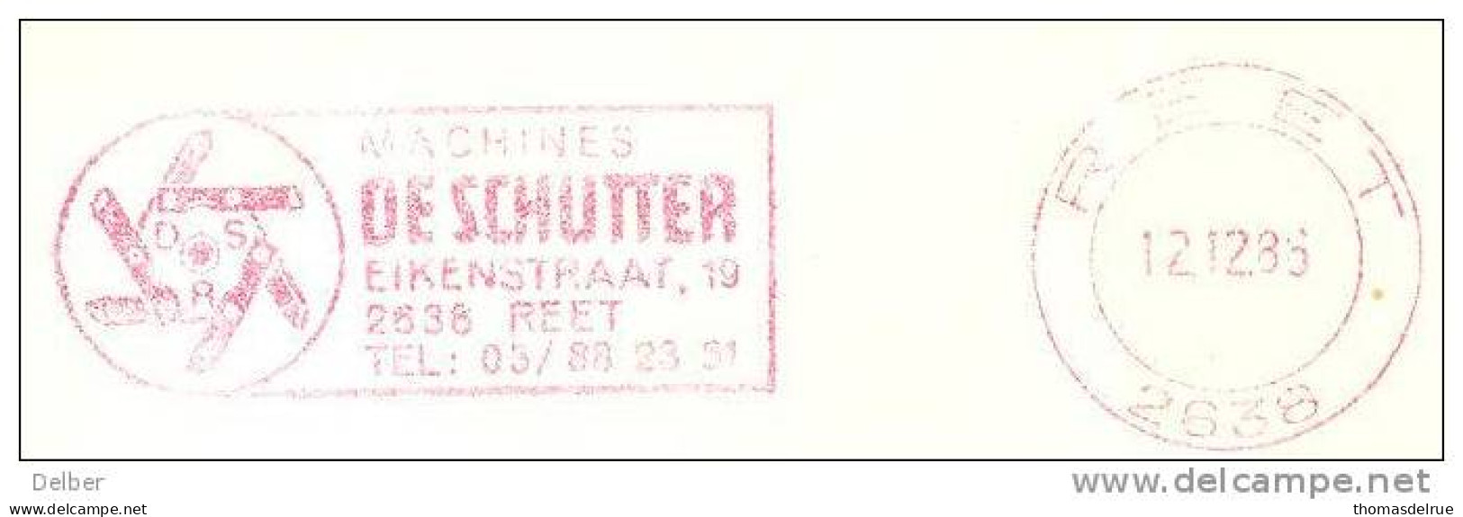 _Ik5102: REET 12.12.86 2638   - Machines DE SCHUTTER REET... - Sonstige & Ohne Zuordnung