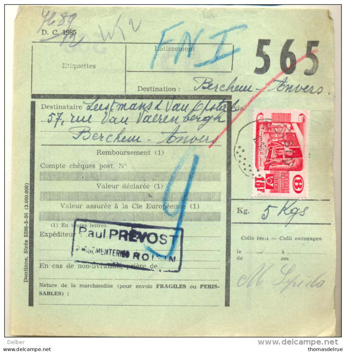 4v763: N° 328: Op D.C.1985: Postkantoor:  ROISIN .12-10-51  > Berchem (Anvers) - Other & Unclassified