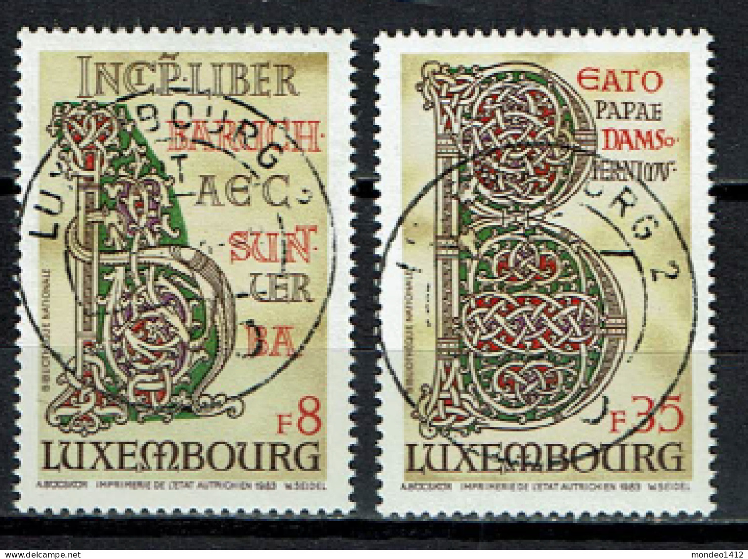 Luxembourg 1983 - YT 1026/1027 - Echternach Giant Bible - Used Stamps