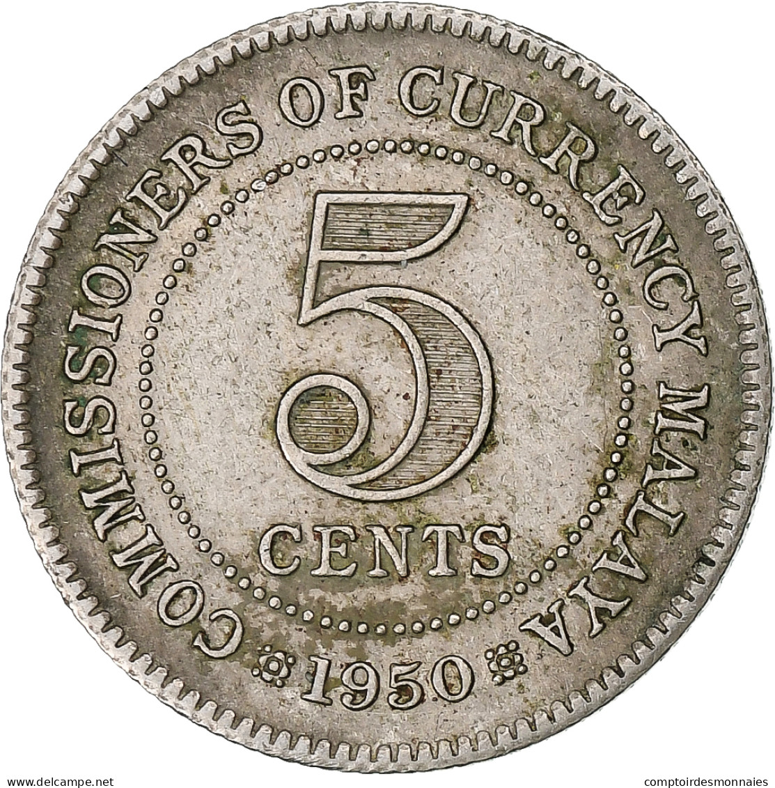 Monnaie, Malaisie, 5 Cents, 1950, TTB, Cupro-nickel, KM:7 - Malaysie