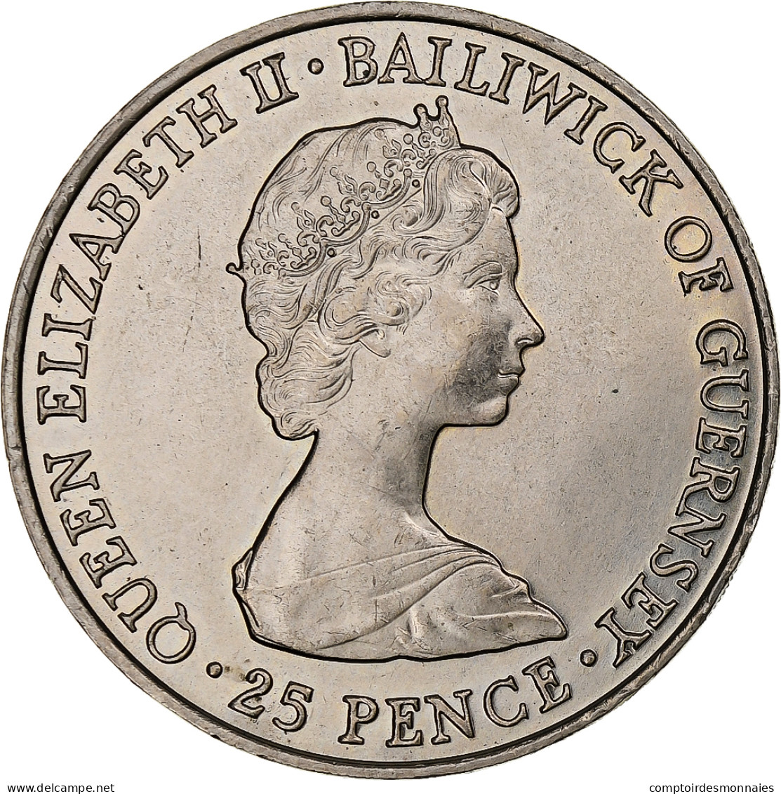 Monnaie, Guernesey, Elizabeth II, 25 Pence, 1981, Heaton, SUP+, Cupro-nickel - Guernsey